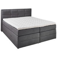 BOXSPRINGBETT 140/200 cm,  in Anthrazit, Matratze, Bettkasten, Topper, H2 + H3 = mittel + fest  - Anthrazit/Schwarz, KONVENTIONELL, Kunststoff/Textil (140/200cm) - Carryhome