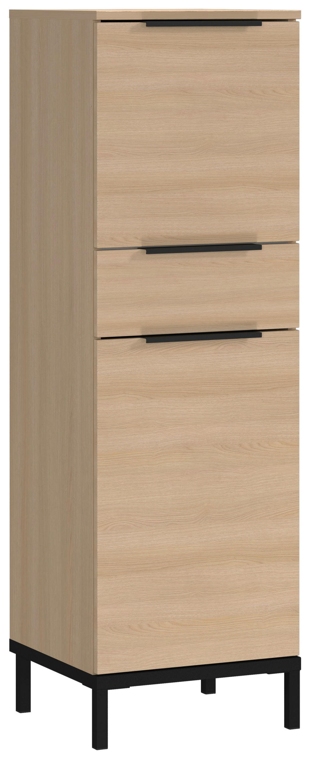MIDISCHRANK 38/120/38 cm  - Eichefarben/Schwarz, Modern, Holzwerkstoff/Metall (38/120/38cm) - Xora