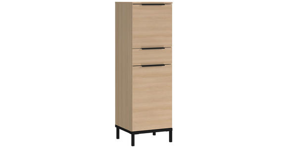 MIDISCHRANK 38/120/38 cm  - Eichefarben/Schwarz, MODERN, Holzwerkstoff/Metall (38/120/38cm) - Xora