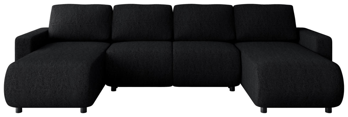 WOHNLANDSCHAFT Schwarz Webstoff  - Schwarz, MODERN, Kunststoff/Textil (150/312/150cm) - Xora