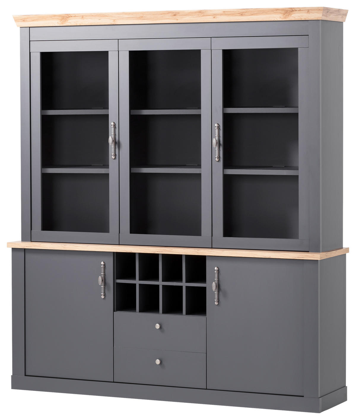 BUFFET 184/205/44 cm  in Anthrazit, Eiche Wotan  - Anthrazit/Silberfarben, Design, Holzwerkstoff/Metall (184/205/44cm) - MID.YOU