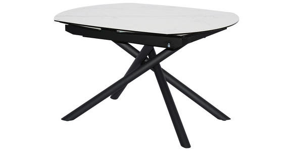 ESSTISCH in Metall, Glas, Keramik 130-190/100/77 cm - Schwarz/Weiß, Design, Glas/Keramik (130-190/100/77cm) - Novel