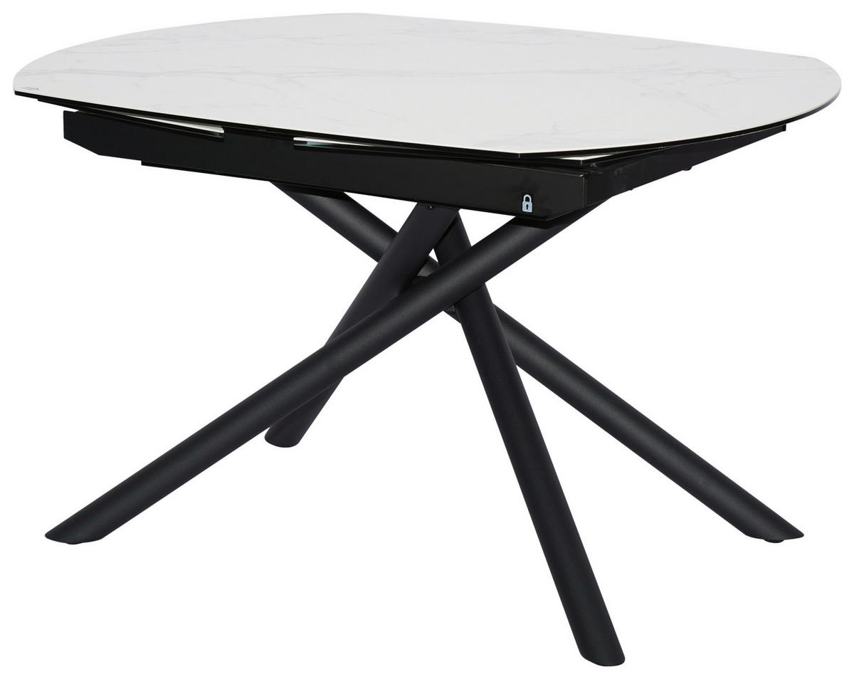 ESSTISCH in Metall, Glas, Keramik 130-190/100/77 cm  - Schwarz/Weiß, Design, Glas/Keramik (130-190/100/77cm) - Novel