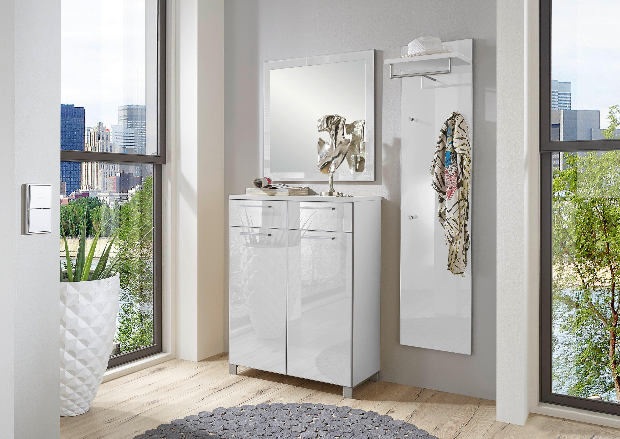 GARDEROBE Weiß - Weiß, Design, Glas (135/195/37cm)