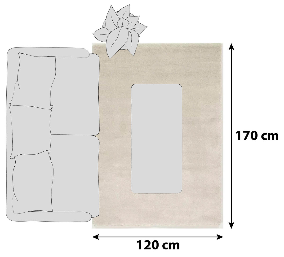 HOCHFLORTEPPICH 120/170 cm Bellevue Creme  - Creme, Basics, Textil (120/170cm) - Novel