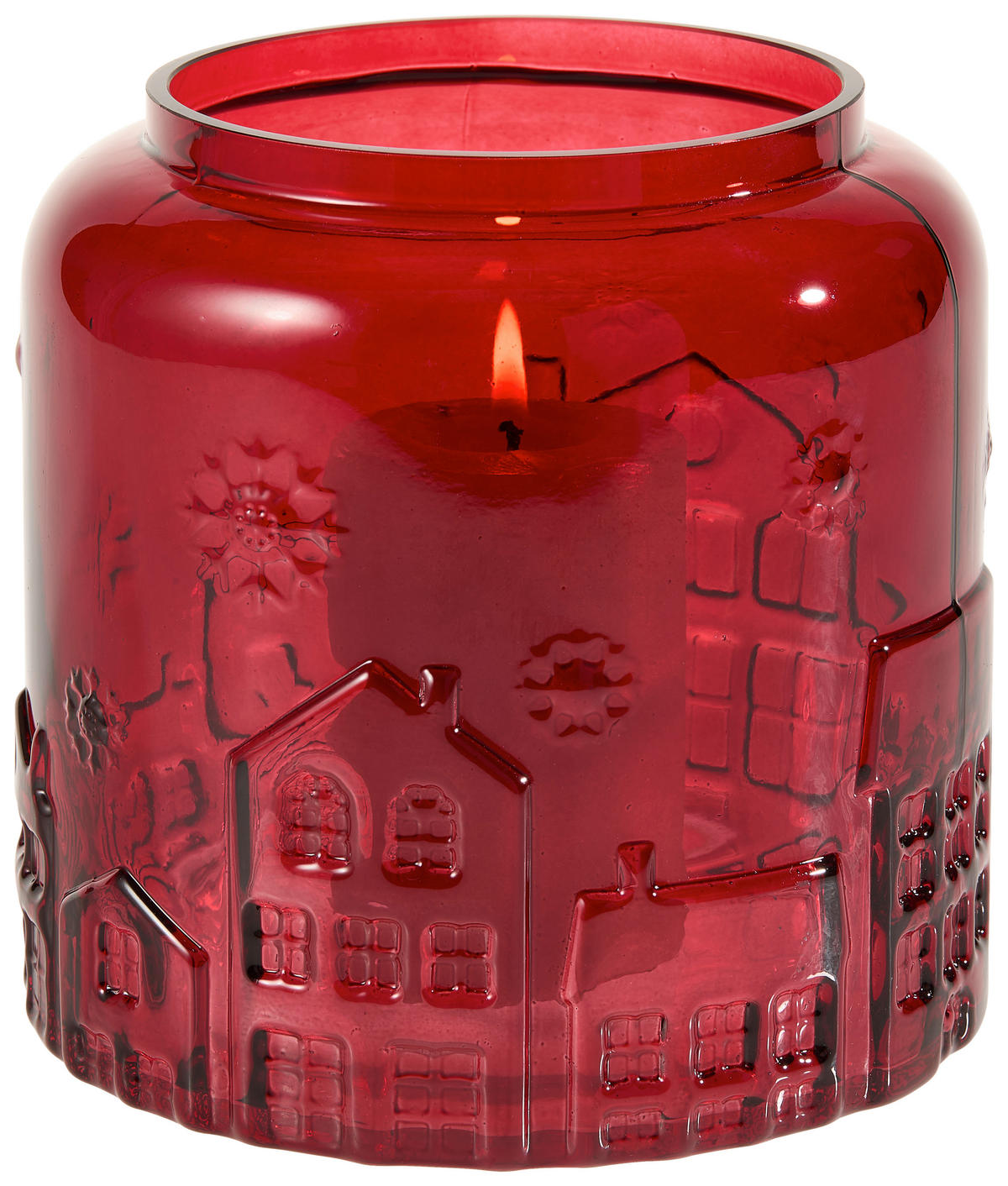 WINDLICHT  - Dunkelrot, LIFESTYLE, Glas (15/15cm) - X-Mas