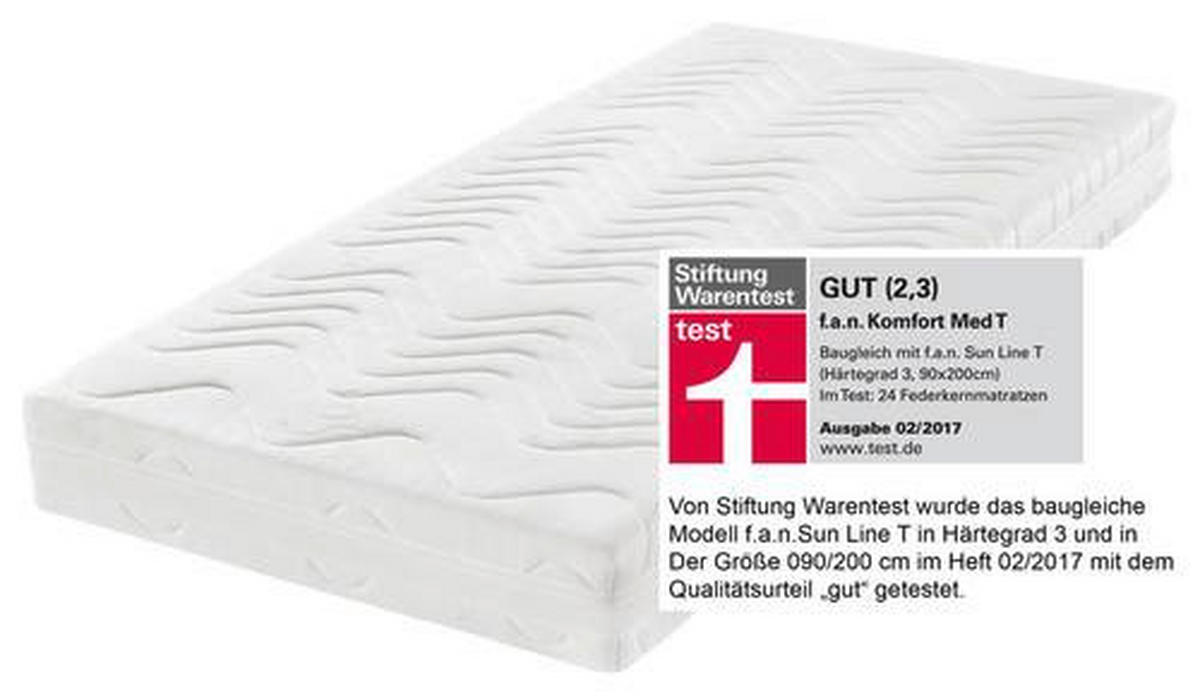 TASCHENFEDERKERNMATRATZE 180/200 cm Höhe ca. 19 cm  H2 + H3 = mittel + fest  - Weiss, Basics, Textil (180/200cm) - Sleeptex