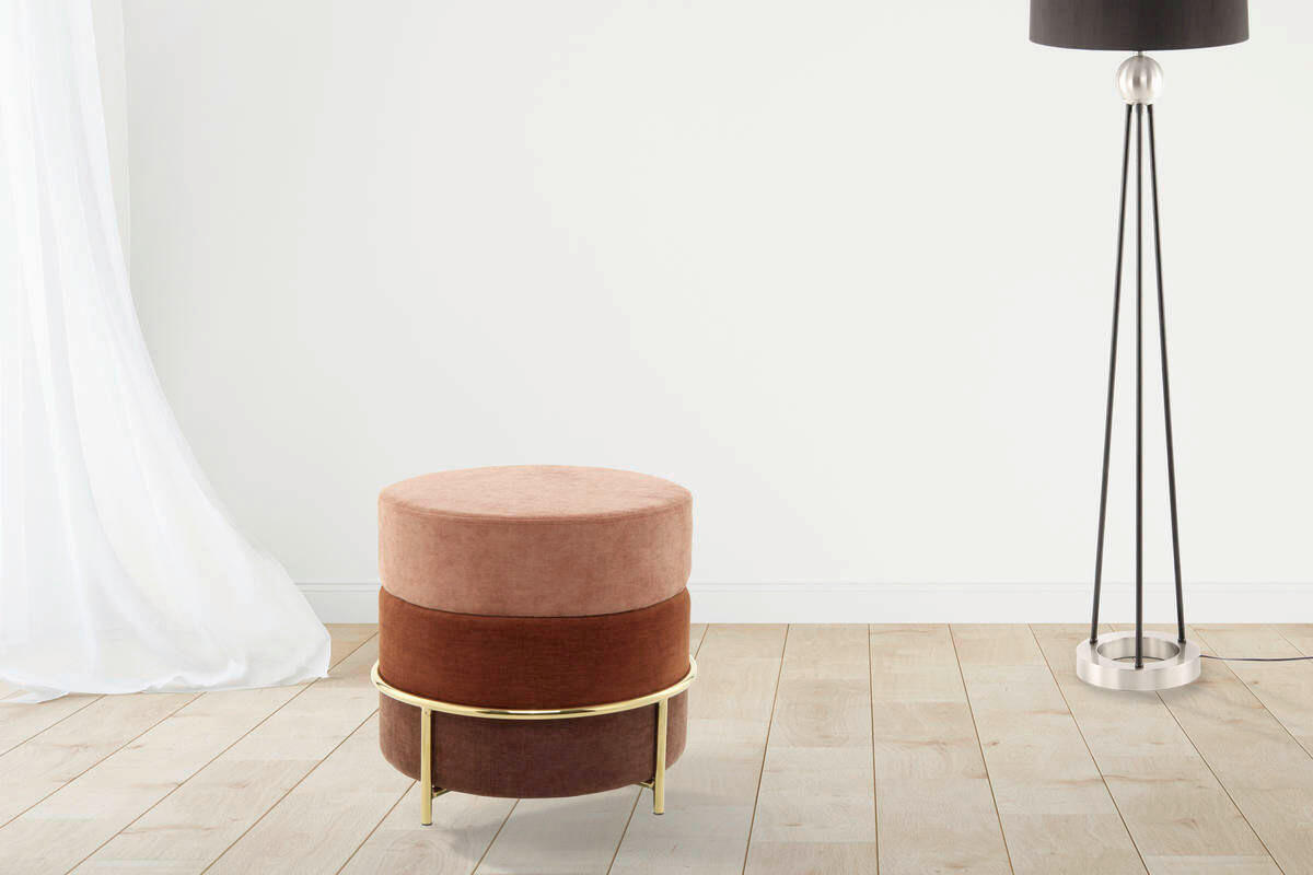 HOCKER Struktur Terracotta  - Terracotta, Basics, Textil/Metall (48,5/48,5/46cm) - Kayoom