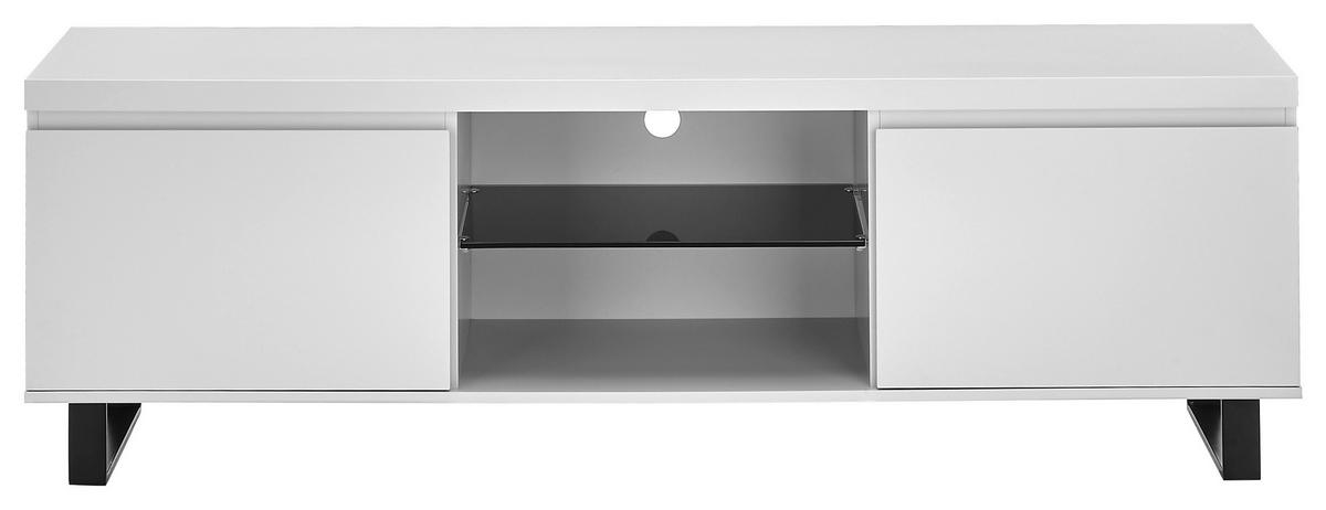 LOWBOARD Austin  in 166/54/40 cm  - Weiss/Schwarz, Basics, Glas/Holzwerkstoff (166/54/40cm)