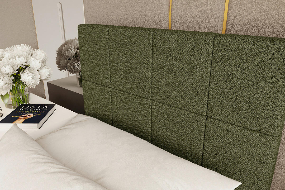 BOXBETT 90/200 cm,  in Grün, Matratze, Topper, Bettschublade, H3 = fest  - Schwarz/Grün, KONVENTIONELL, Kunststoff/Textil (90/200cm) - Boxxx