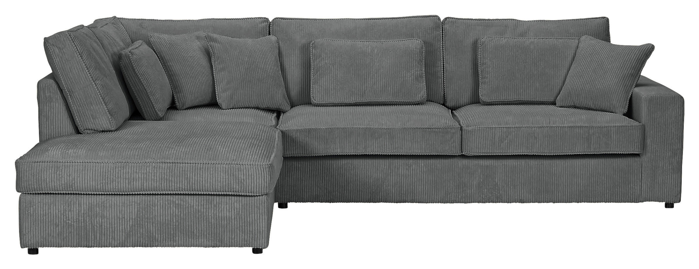 ECKSOFA Dunkelgrau Cord Zierkissen, Rückenkissen, Rücken echt  - Dunkelgrau/Schwarz, MODERN, Kunststoff/Textil (228/307cm) - Carryhome