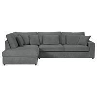 ECKSOFA Dunkelgrau Cord Zierkissen, Rückenkissen, Rücken echt  - Dunkelgrau/Schwarz, MODERN, Kunststoff/Textil (228/307cm) - Carryhome