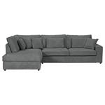 ECKSOFA Dunkelgrau Cord Zierkissen, Rückenkissen, Rücken echt  - Dunkelgrau/Schwarz, MODERN, Kunststoff/Textil (228/307cm) - Carryhome
