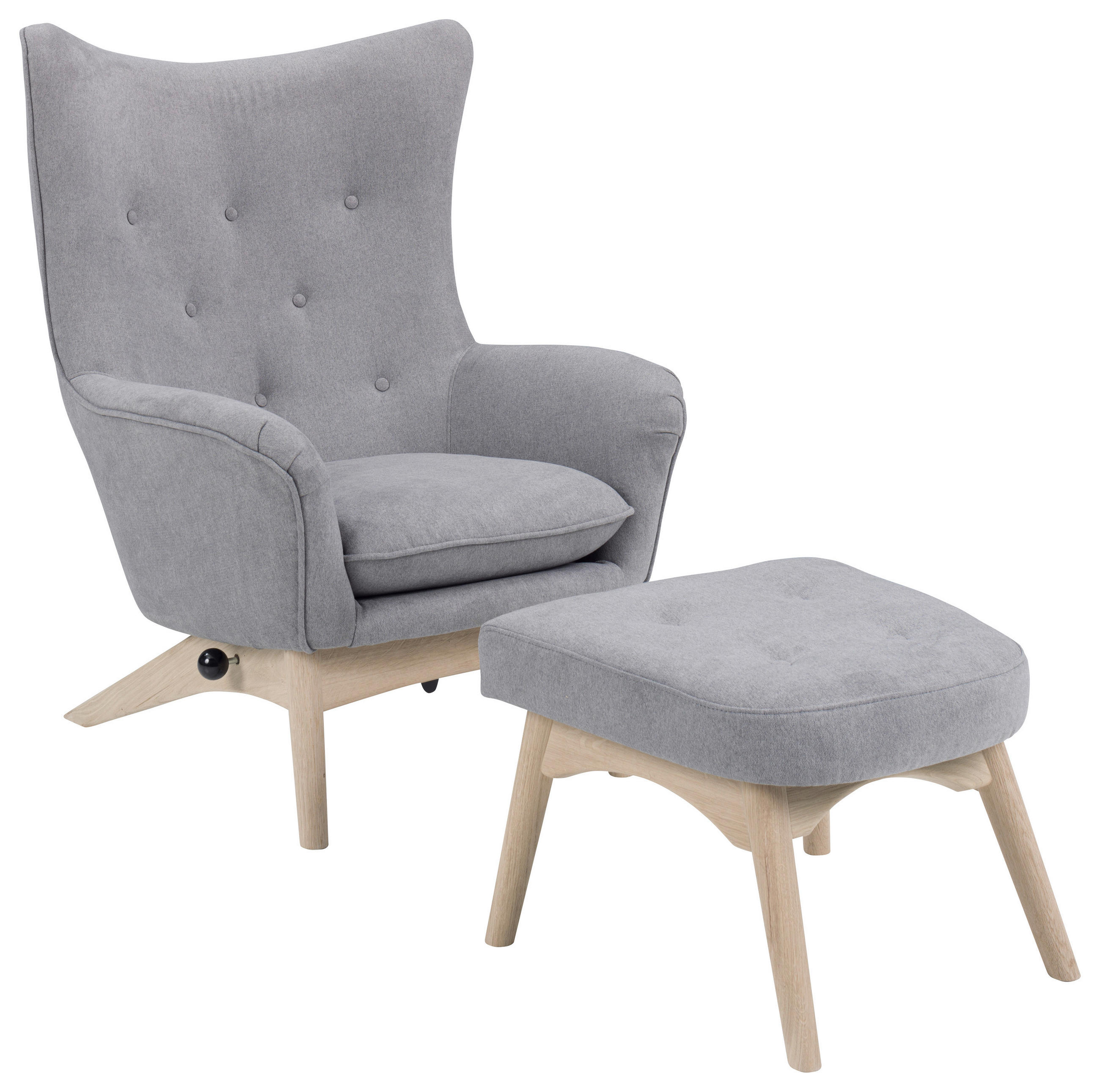 HOCKER Chenille Hellgrau  - Eichefarben/Hellgrau, Design, Holz/Textil (52/37/48cm)