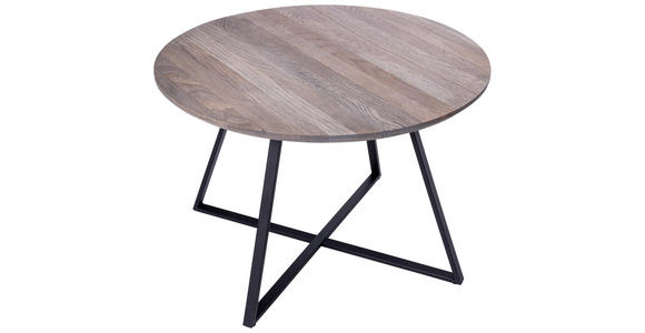 COUCHTISCH in Holz, Metall 60/60/40 cm - Eichefarben/Schwarz, Natur, Holz/Metall (60/60/40cm) - Novel
