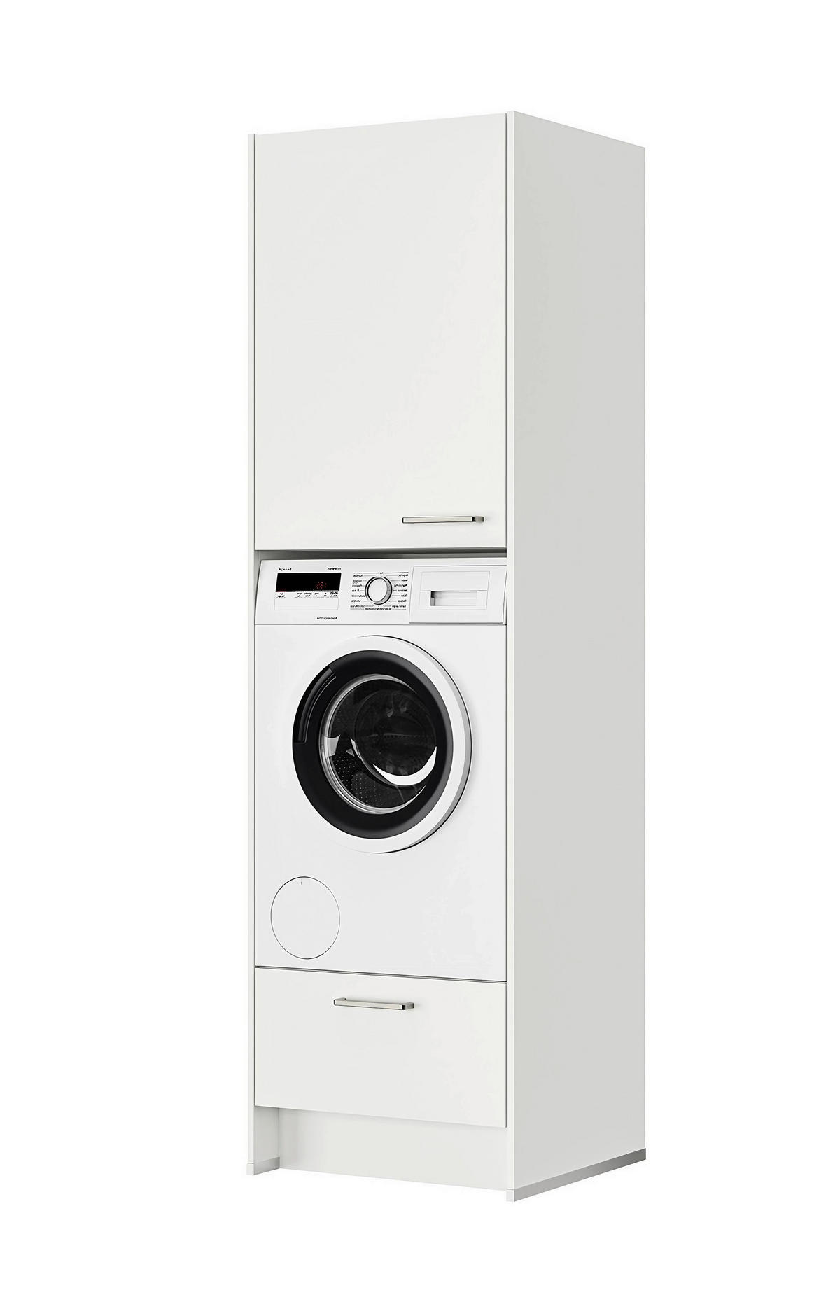 WASCHMASCHINENSCHRANK 63,2/216,6/58,3 cm  in Weiß  - Edelstahlfarben/Weiß, MODERN, Holzwerkstoff/Metall (63,2/216,6/58,3cm) - Nobilia