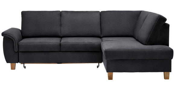 ECKSOFA in Flachgewebe Anthrazit  - Eichefarben/Anthrazit, Design, Holz/Textil (253/185cm) - Cantus