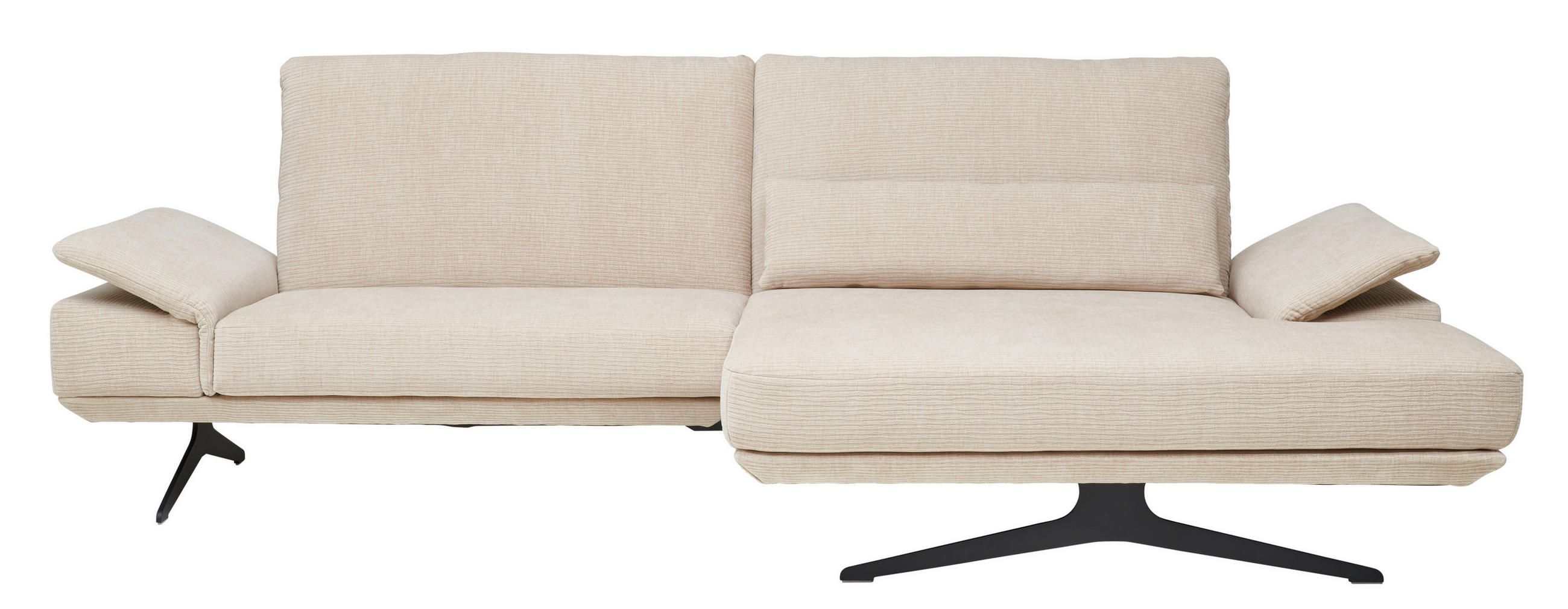 ECKSOFA in Flachgewebe Beige  269/155 cm  - Beige/Schwarz, Design, Textil/Metall (269/155cm) - Koinor