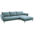 ECKSOFA  in Webstoff Blaugrau  304/196 cm  - Blaugrau/Schwarz, KONVENTIONELL, Textil/Metall (304/196cm) - Hom`in