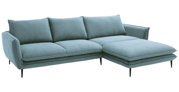 ECKSOFA  in Webstoff Blaugrau  304/196 cm  - Blaugrau/Schwarz, KONVENTIONELL, Textil/Metall (304/196cm) - Hom`in