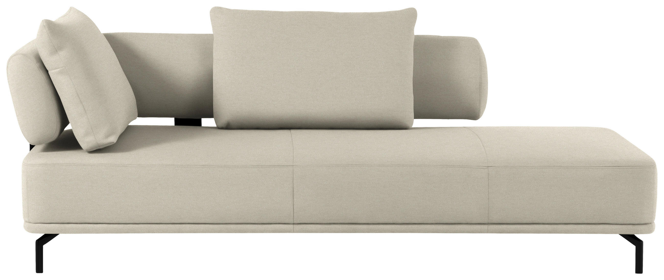 RÉCAMIERE in Flachgewebe Creme  - Creme/Schwarz, Design, Textil/Metall (227/89/101cm) - Dieter Knoll