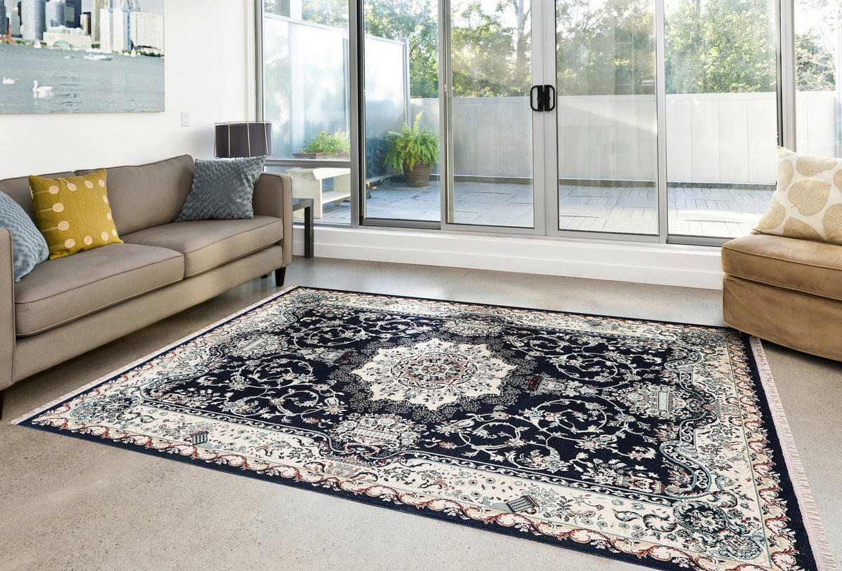 VINTAGE-TEPPICH 120/170 cm Semerkand Dunkelblau, Beige  - Beige/Dunkelblau, LIFESTYLE, Textil (120/170cm)