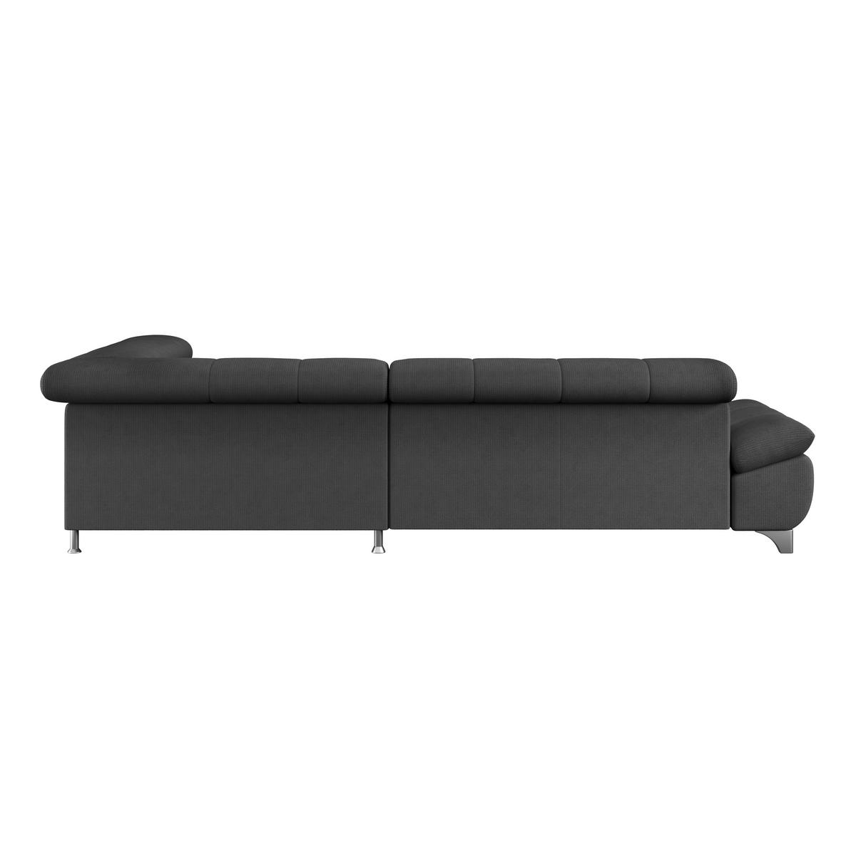 ECKSOFA Schwarz Chenille  - Chromfarben/Schwarz, KONVENTIONELL, Textil/Metall (312/234cm) - Livetastic