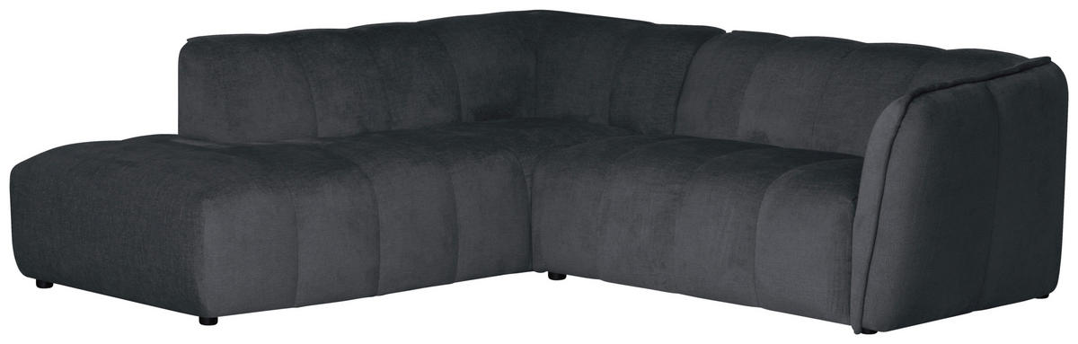 ECKSOFA  LIVOLI Grau Chenille  - Schwarz/Grau, Design, Textil (218/230cm) - MID.YOU