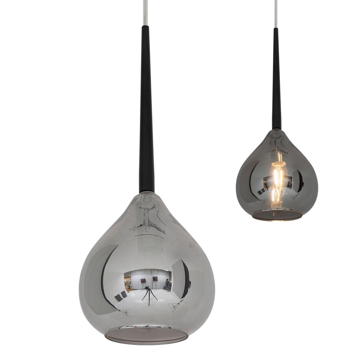 HÄNGELEUCHTE Vaso 136/16 cm   - Anthrazit/Schwarz, Design, Glas/Kunststoff (136/16cm) - Näve