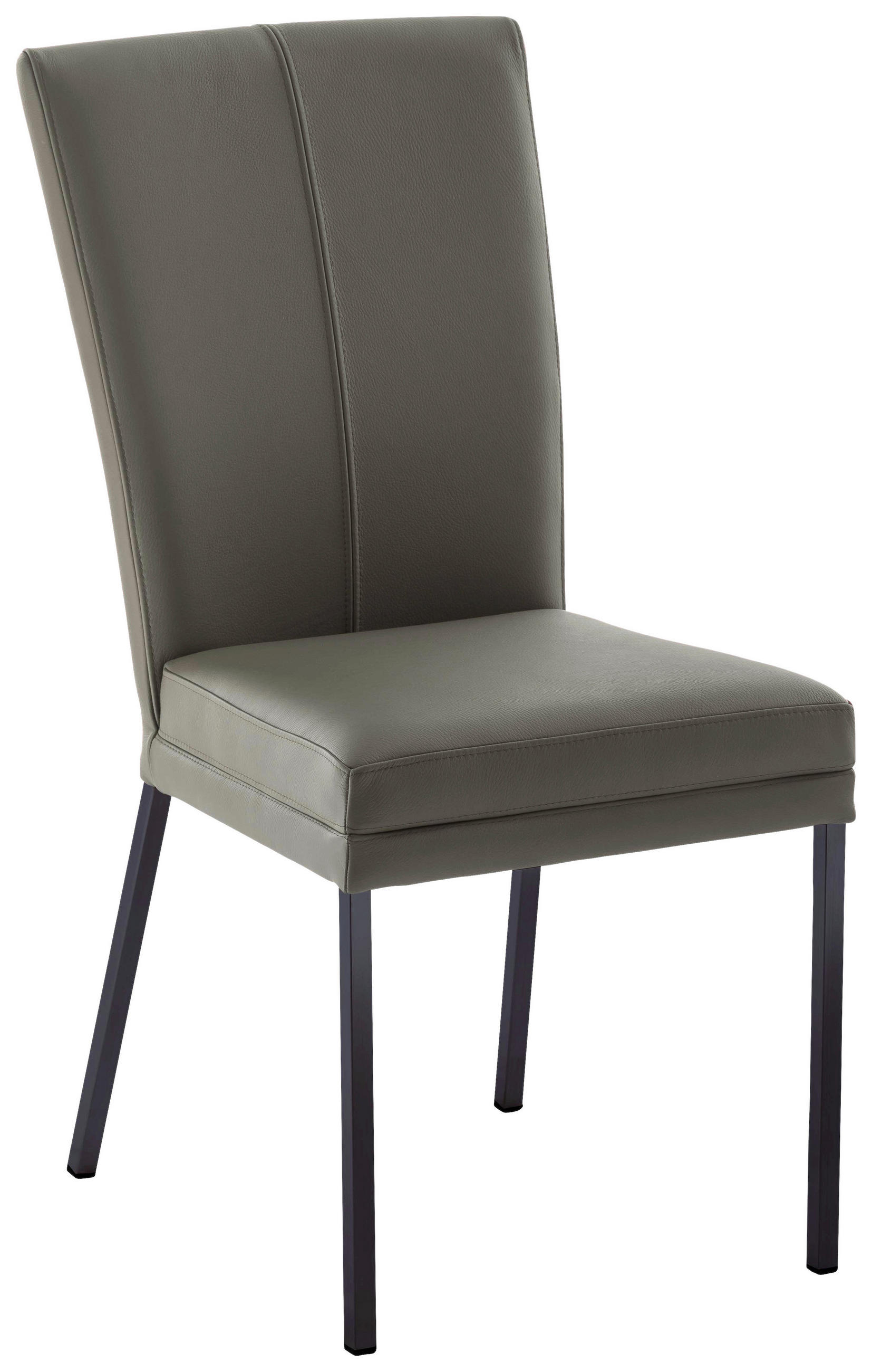 STUHL  in Eisen Echtleder pigmentiert Metall, Leder  - Schieferfarben/Schwarz, Design, Leder/Metall (46/96/58cm) - Valdera