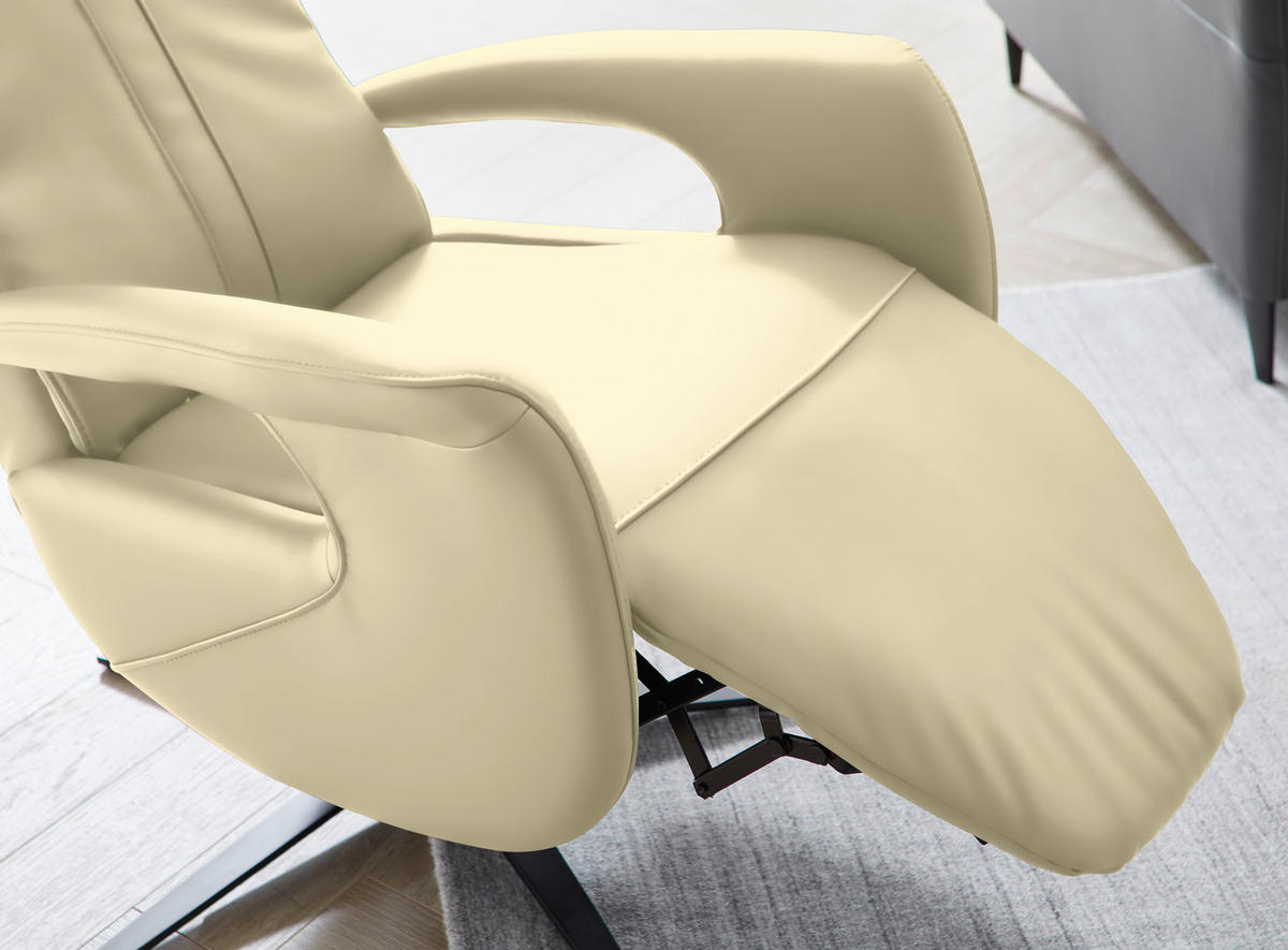 RELAXSESSEL in Leder Creme  - Creme/Schwarz, Design, Leder/Metall (71/112/83cm) - Dieter Knoll