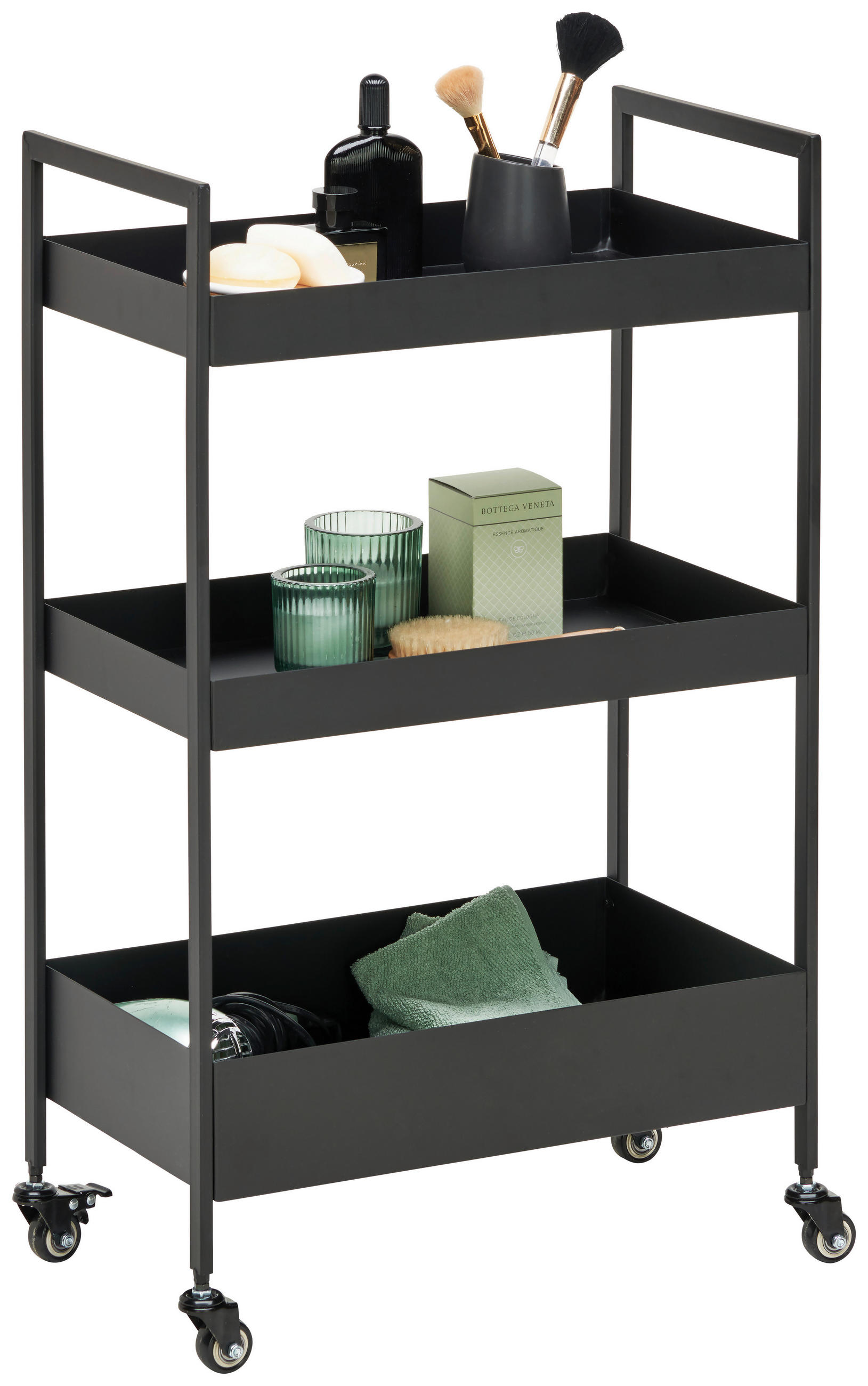 SERVIERWAGEN Schwarz  - Schwarz, Design, Kunststoff/Metall (50/86/30cm) - Xora