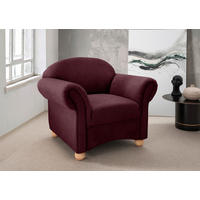 SESSEL 90/84/80 cm  in Mikrofaser Bordeaux  - Wildeiche/Bordeaux, KONVENTIONELL, Holz/Textil (90/84/80cm) - Livetastic
