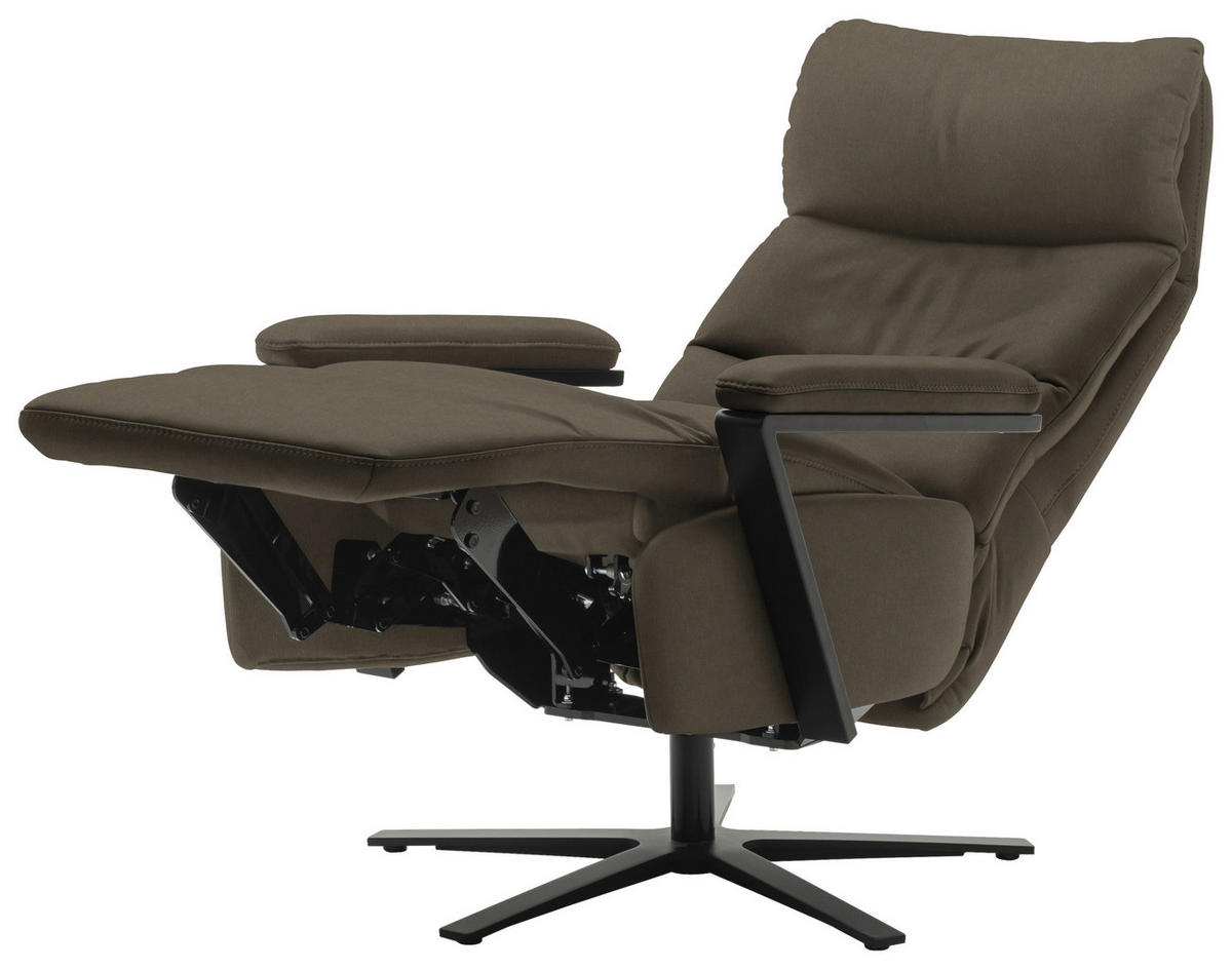 FERNSEHSESSEL in Graubraun  - Graubraun/Schwarz, Design, Leder/Metall (74/111/85cm) - Schöner Wohnen