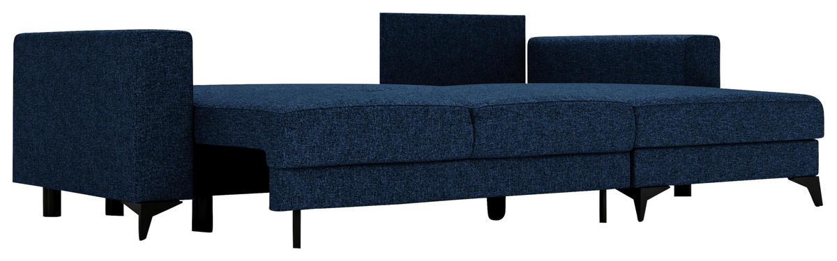 ECKSOFA in Flachgewebe Blau  - Blau/Schwarz, Design, Textil/Metall (244/156cm) - Livetastic