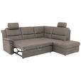 ECKSOFA Grau Mikrofaser  - Beige/Alufarben, KONVENTIONELL, Textil/Metall (239/219cm) - Carryhome
