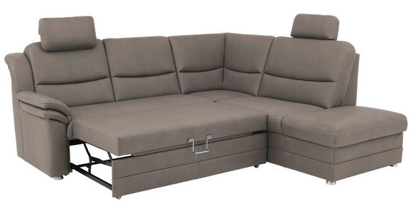 ECKSOFA Grau Mikrofaser - Beige/Alufarben, KONVENTIONELL, Textil/Metall (239/219cm) - Carryhome