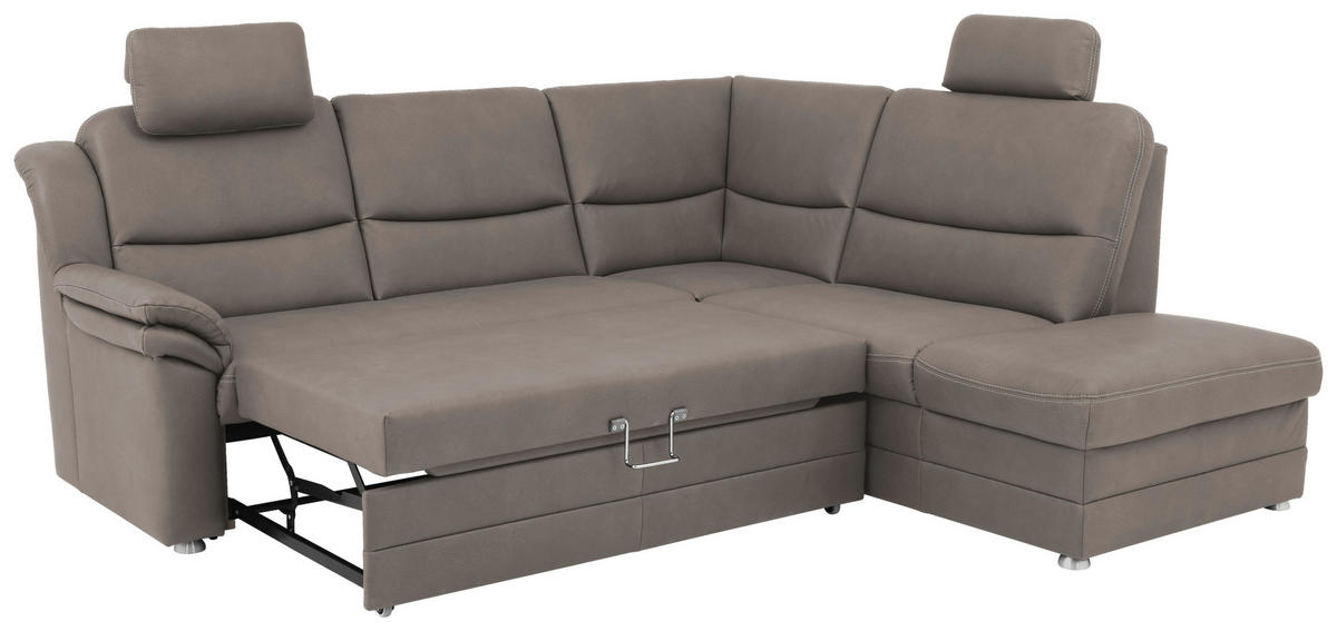 ECKSOFA in Mikrofaser Grau  - Beige/Alufarben, Konventionell, Textil/Metall (239/219cm) - Carryhome