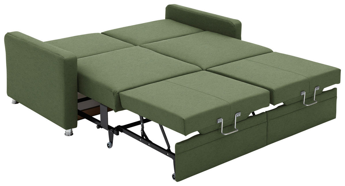 SCHLAFSOFA Chenille Grün  - Chromfarben/Grün, KONVENTIONELL, Textil/Metall (186/90/100cm) - Beldomo Style