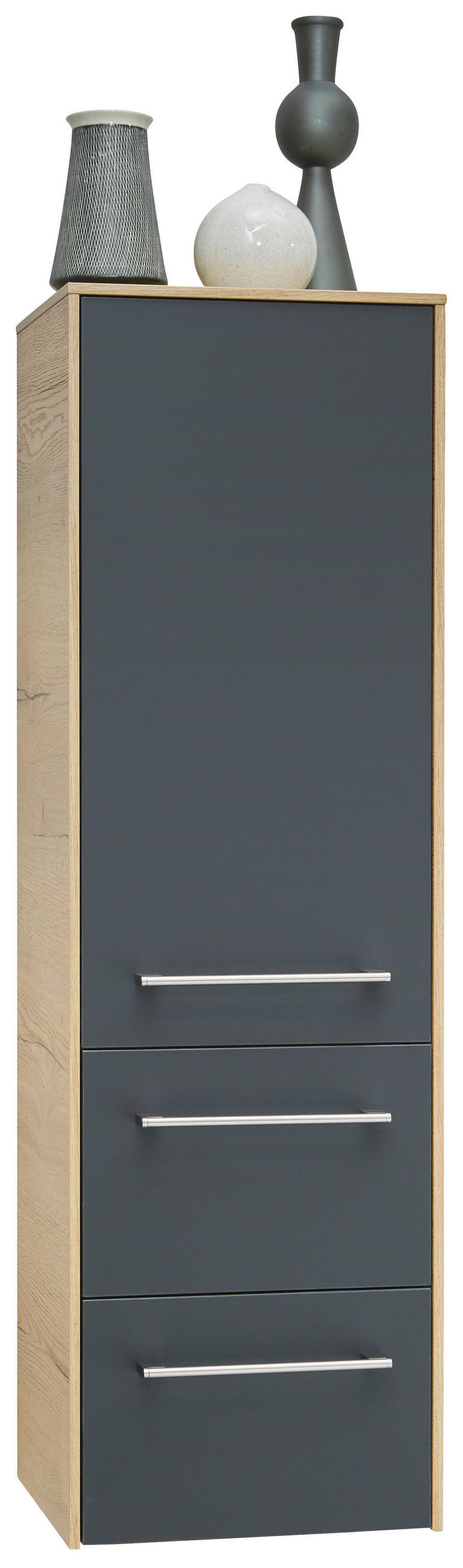 MIDISCHRANK 37/121/33 cm  - Chromfarben/Schwarz, MODERN, Glas/Holzwerkstoff (37/121/33cm) - Dieter Knoll