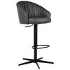 BARHOCKER Echtleder Anthrazit, Schwarz Eisen Sitzfläche 360° drehbar, inklusive Armlehnen, automatische Rückholfunktion  - Anthrazit/Schwarz, Design, Leder/Metall (57/96,5-114/58,5cm) - Dieter Knoll