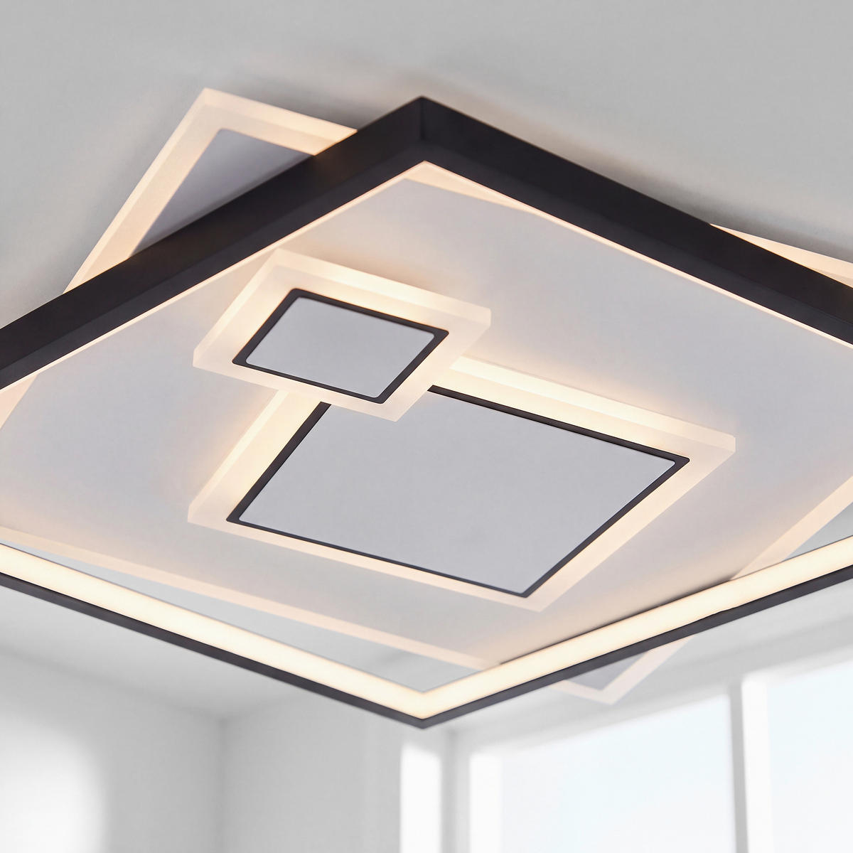 STROPNÍ LED SVÍTIDLO, 57/57/6 cm - Design, kov/plast (57/57/6cm)