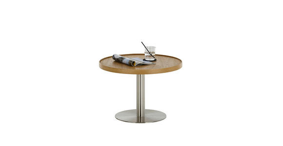 COUCHTISCH in Holz, Metall, Holzwerkstoff 60/60/40 cm - Edelstahlfarben/Eichefarben, Design, Holz/Holzwerkstoff (60/60/40cm) - Novel