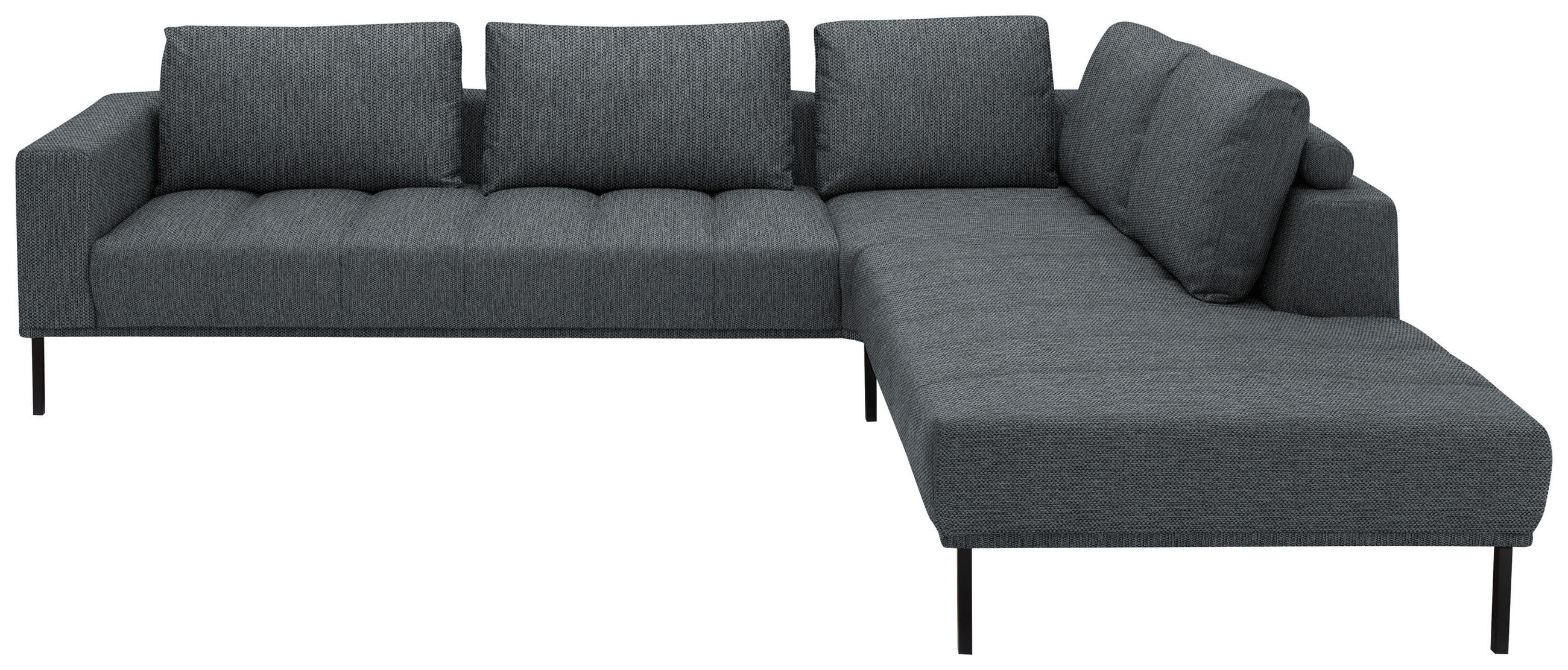 ECKSOFA Flachgewebe Anthrazit  - Anthrazit/Schwarz, Design, Textil/Metall (308/270cm) - Pure Home Lifestyle