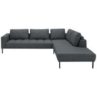 ECKSOFA Flachgewebe Anthrazit  - Anthrazit/Schwarz, Design, Textil/Metall (308/270cm) - Pure Home Lifestyle