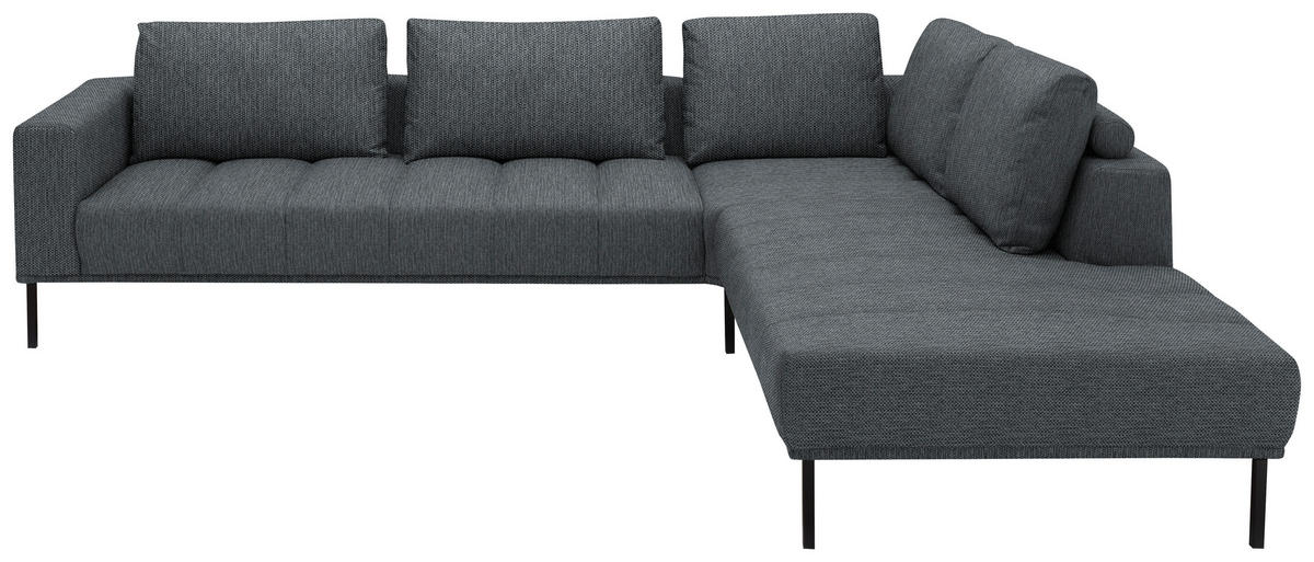 ECKSOFA Flachgewebe Anthrazit  - Anthrazit/Schwarz, Design, Textil/Metall (308/270cm) - Pure Home Lifestyle
