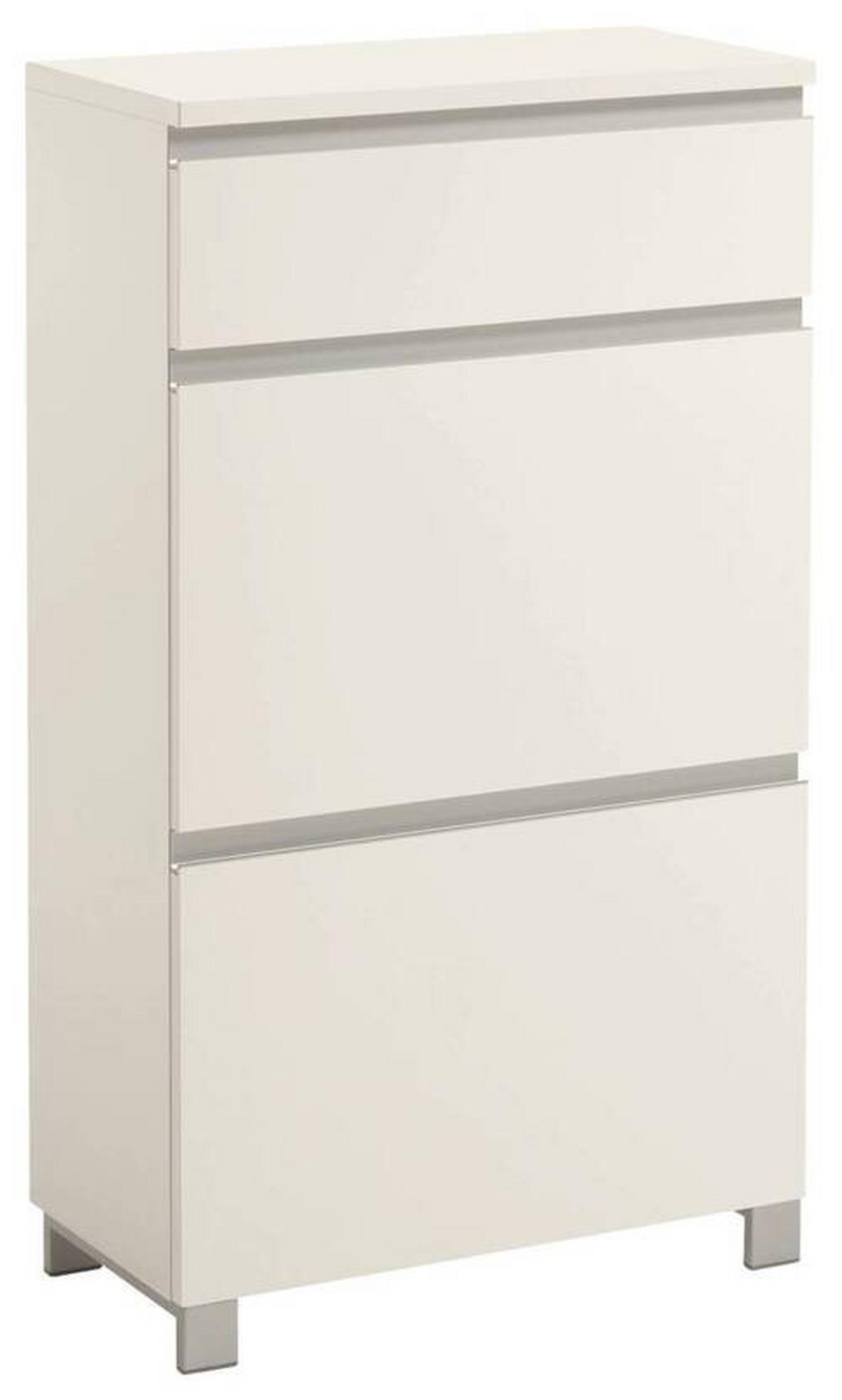 SCHUHSCHRANK Silberfarben, Weiß  - Silberfarben/Weiß, Design, Holzwerkstoff/Metall (60/108/31cm)