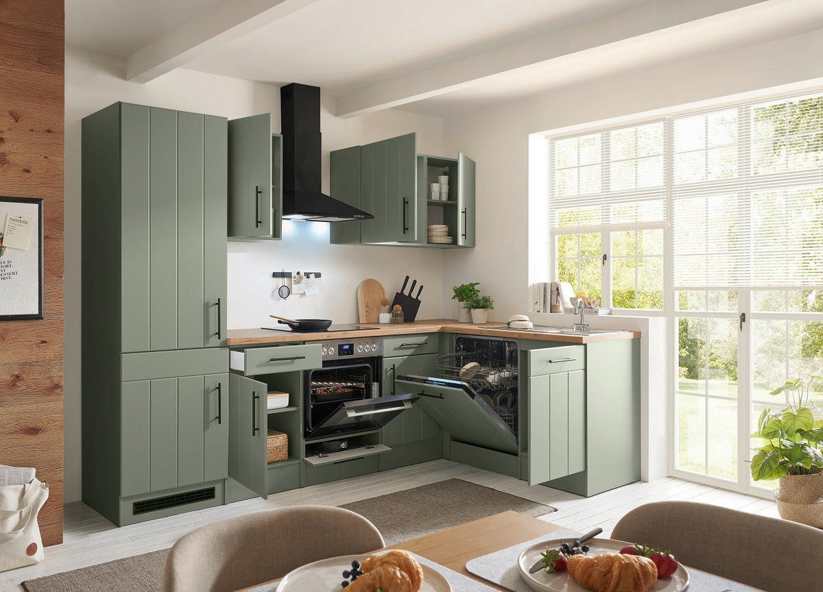 KÜCHENLEERBLOCK  280/172 cm  in Wildeiche, Schilfgrün  - Schilfgrün/Wildeiche, Trend, Holzwerkstoff/Metall (280/172cm) - Respekta
