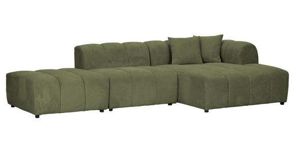 ECKSOFA  in Cord Dunkelgrün  313/162 cm  - Dunkelgrün/Schwarz, KONVENTIONELL, Kunststoff/Textil (313/162cm) - Carryhome