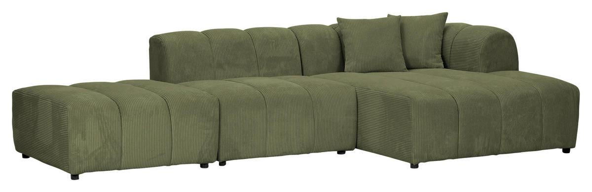 ECKSOFA Dunkelgrün Cord Zierkissen, Rücken echt  - Dunkelgrün/Schwarz, KONVENTIONELL, Kunststoff/Textil (313/162cm) - Carryhome